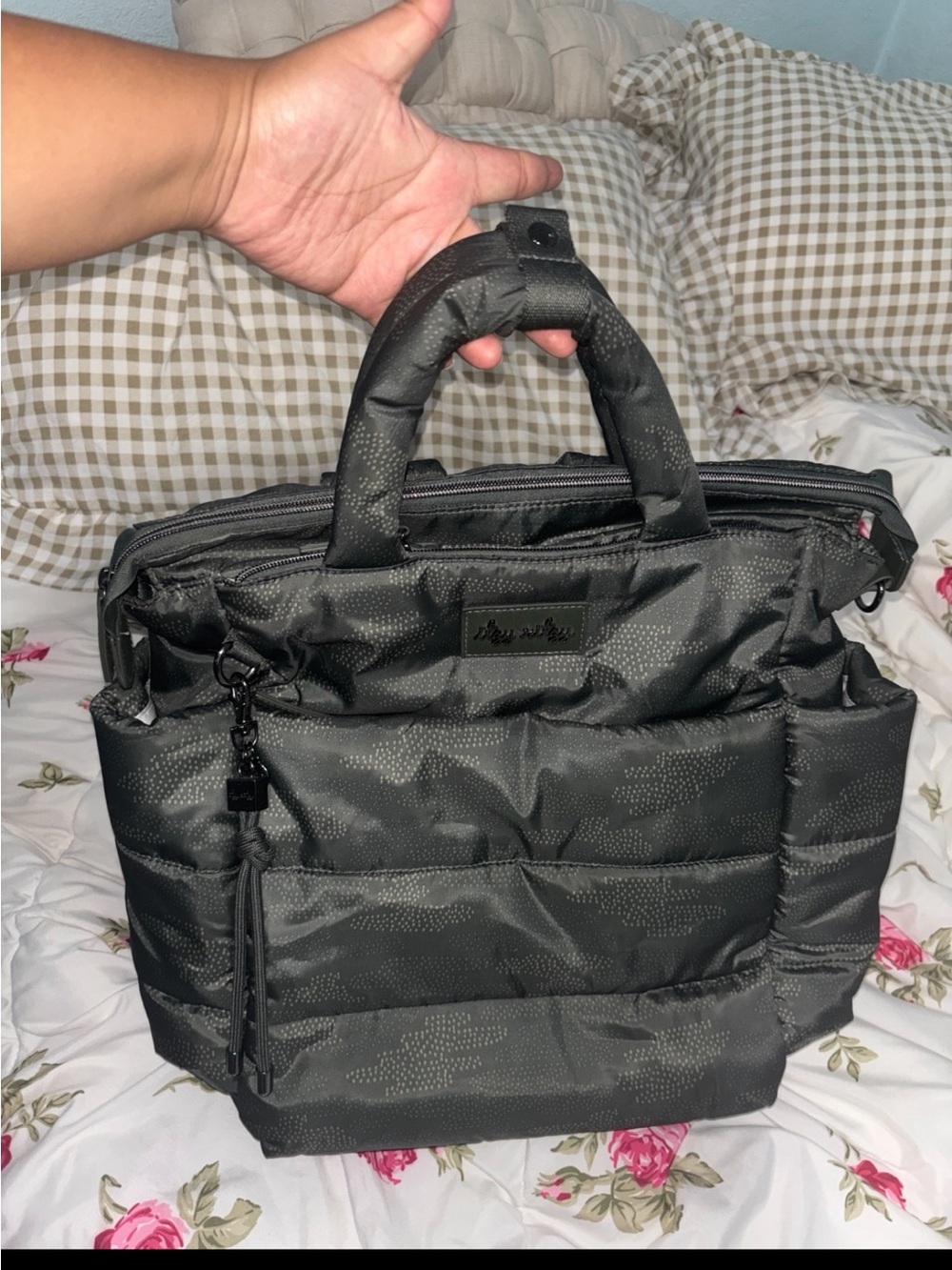 Itzy Ritzy Black Quilted Baby Bag Tote